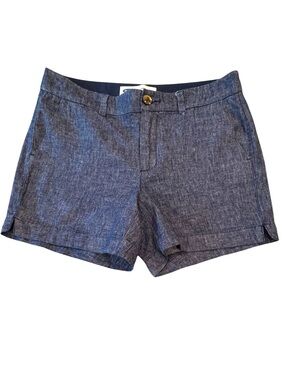 𝅺Old Navy Size 6 Dark Chambray Linen Blend Everyday Mid-Rise Shorts Pockets